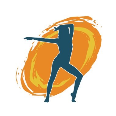 Hareketli bir kadın balerin silueti. Dans eden balerin kızın silueti..