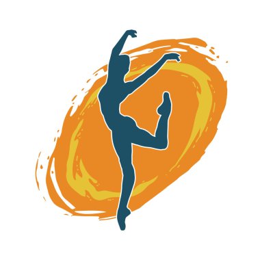 Hareketli bir kadın balerin silueti. Dans eden balerin kızın silueti..