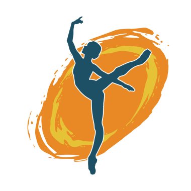 Hareketli bir kadın balerin silueti. Dans eden balerin kızın silueti..