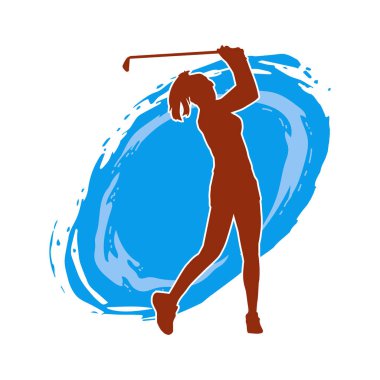 Hareketli bir kadın dansçının silueti. Dans eden zayıf bir kadının silueti..