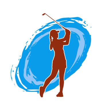 Hareketli bir kadın dansçının silueti. Dans eden zayıf bir kadının silueti..