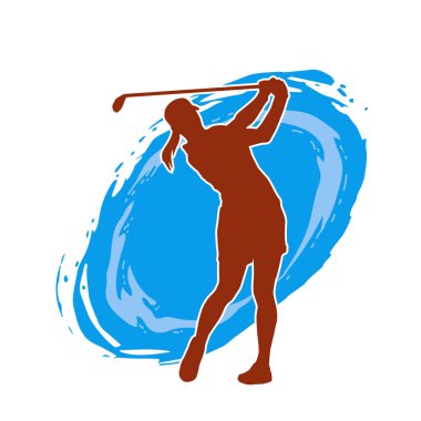 Hareketli bir kadın dansçının silueti. Dans eden zayıf bir kadının silueti..