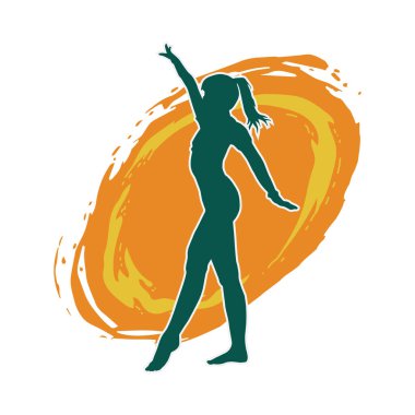 Hareketli bir kadın balerin silueti. Dans eden balerin kızın silueti..