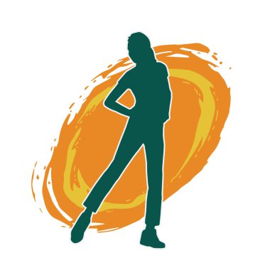 Dişi pozisyonunda ince bir kadın modelinin silueti.. 