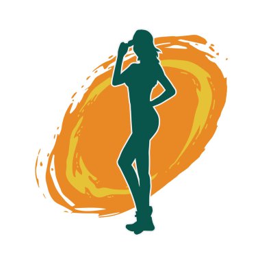 Dişi pozisyonunda ince bir kadın modelinin silueti.. 