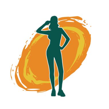 Dişi pozisyonunda ince bir kadın modelinin silueti.. 