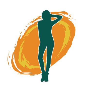 Dişi pozisyonunda ince bir kadın modelinin silueti.. 