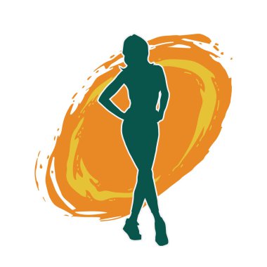 Dişi pozisyonunda ince bir kadın modelinin silueti.. 