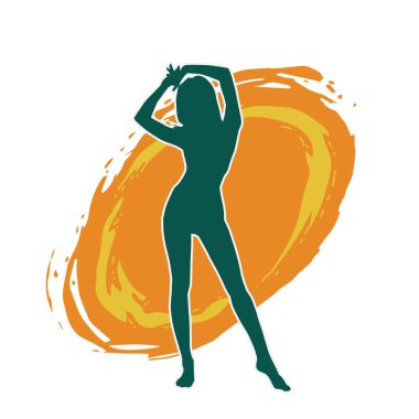 Dişi pozisyonunda ince bir kadın modelinin silueti.. 