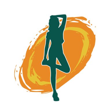 Dişi pozisyonunda ince bir kadın modelinin silueti.. 