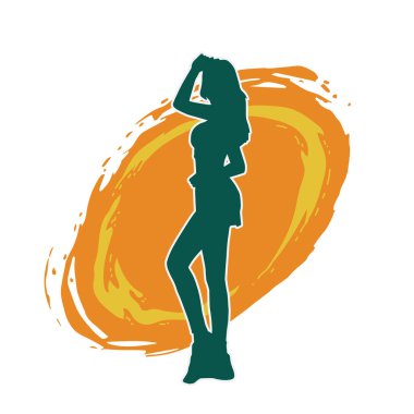 Dişi pozisyonunda ince bir kadın modelinin silueti.. 