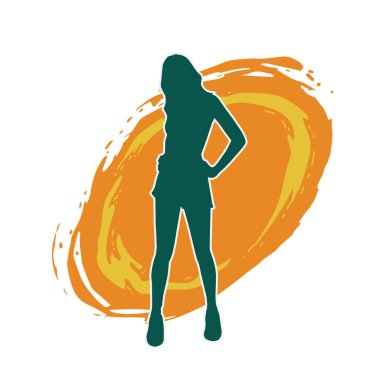 Dişi pozisyonunda ince bir kadın modelinin silueti.. 