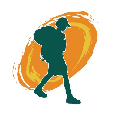 Sırt çantalı bir kadın gezginin silüeti.