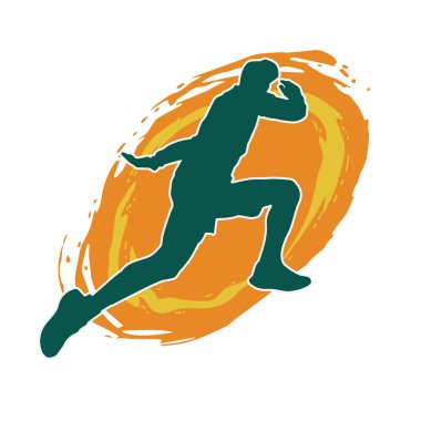 Koşu pozisyonundaki bir adamın silüeti. Siluet erkek koşusu pozu.