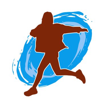 Hareketli bir kadın dansçının silueti. Dans eden zayıf bir kadının silueti..