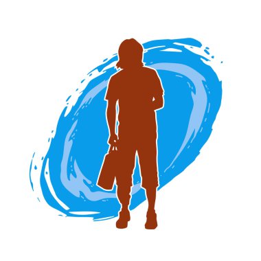 Alışveriş çantası taşıyan sıradan bir gencin silüeti.