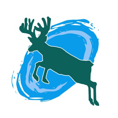 Geyik silueti boynuzlu vahşi orman hayvanı..