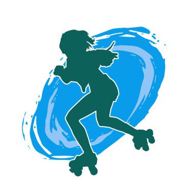 Hareketli bir kadın dansçının silueti. Dans eden zayıf bir kadının silueti..