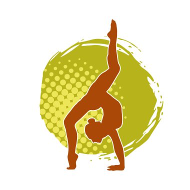 Hareketli bir kadın balerin silueti. Dans eden balerin kızın silueti..