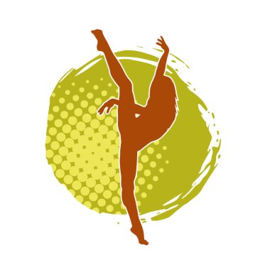 Hareketli bir kadın balerin silueti. Dans eden balerin kızın silueti..