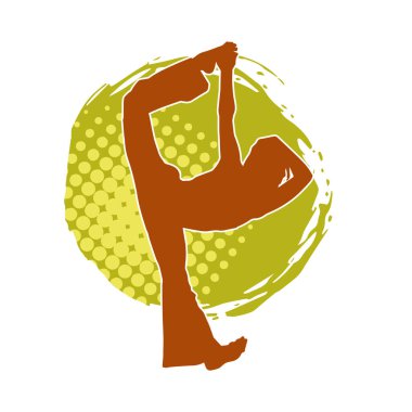 Dövüş sanatları yapan zayıf bir kadının silueti. Dövüş sanatlarında çalışan bir kadının silueti..