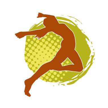 Hareketli bir kadın balerin silueti. Dans eden balerin kızın silueti..