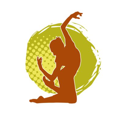 Hareketli bir kadın balerin silueti. Dans eden balerin kızın silueti..