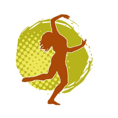 Hareketli bir kadın balerin silueti. Dans eden balerin kızın silueti..