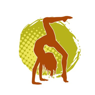 Hareketli bir kadın balerin silueti. Dans eden balerin kızın silueti..