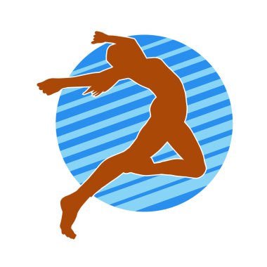 Hareketli bir kadın balerin silueti. Dans eden balerin kızın silueti..