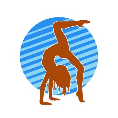 Hareketli bir kadın balerin silueti. Dans eden balerin kızın silueti..