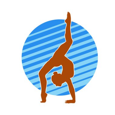 Hareketli bir kadın balerin silueti. Dans eden balerin kızın silueti..