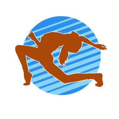 Hareketli bir kadın balerin silueti. Dans eden balerin kızın silueti..