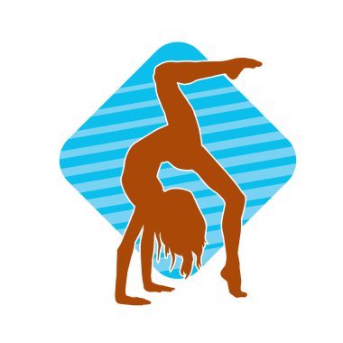 Hareketli bir kadın balerin silueti. Dans eden balerin kızın silueti..