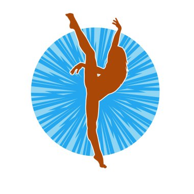 Hareketli bir kadın balerin silueti. Dans eden balerin kızın silueti..