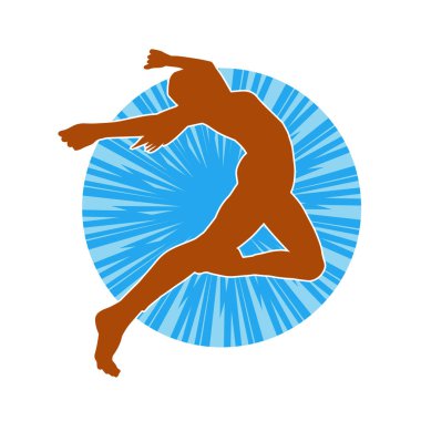 Hareketli bir kadın balerin silueti. Dans eden balerin kızın silueti..