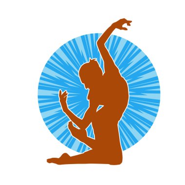 Hareketli bir kadın balerin silueti. Dans eden balerin kızın silueti..