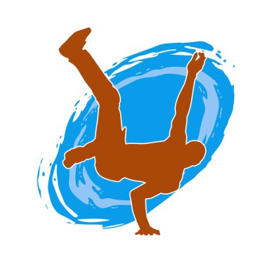 Poz veren bir erkek dansçının silueti. Dans eden bir adamın silueti.