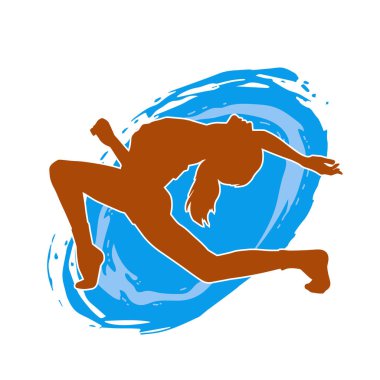 Hareketli bir kadın balerin silueti. Dans eden balerin kızın silueti..