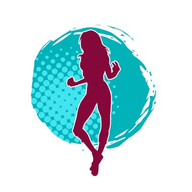 Hareketli bir kadın dansçının silueti. Dans eden zayıf bir kadının silueti..