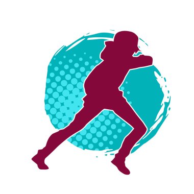 Hareketli bir kadın dansçının silueti. Dans eden zayıf bir kadının silueti..