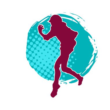 Hareketli bir kadın dansçının silueti. Dans eden zayıf bir kadının silueti..