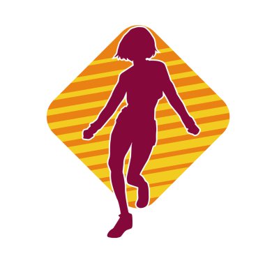 Hareketli bir kadın dansçının silueti. Dans eden zayıf bir kadının silueti..