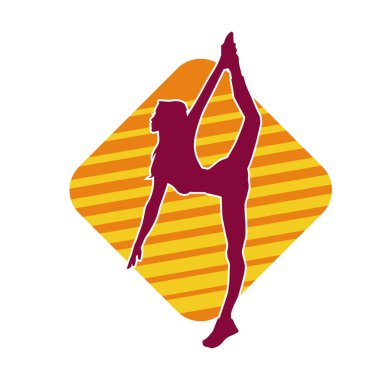 Hareketli bir kadın balerin silueti. Dans eden balerin kızın silueti..