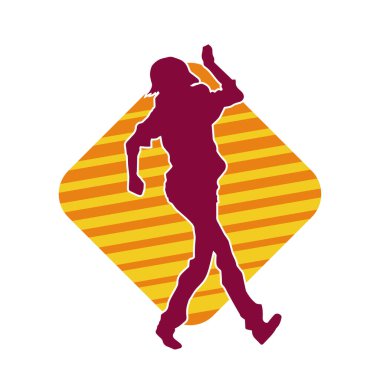 Hareketli bir kadın dansçının silueti. Dans eden zayıf bir kadının silueti..