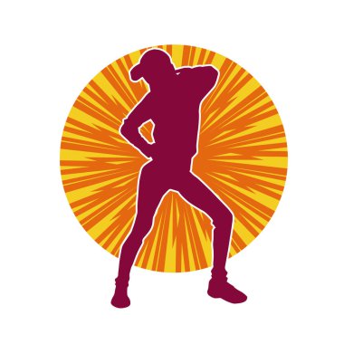 Hareketli bir kadın dansçının silueti. Dans eden zayıf bir kadının silueti..