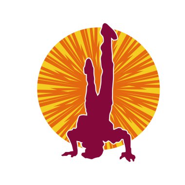 Poz veren bir erkek dansçının silueti. Dans eden bir adamın silueti.