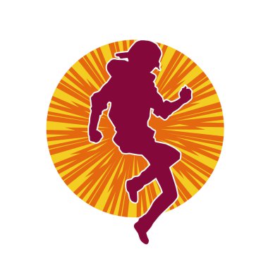 Hareketli bir kadın dansçının silueti. Dans eden zayıf bir kadının silueti..