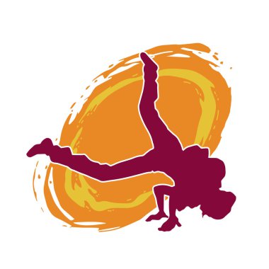 Poz veren bir erkek dansçının silueti. Dans eden bir adamın silueti.