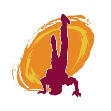 Poz veren bir erkek dansçının silueti. Dans eden bir adamın silueti.